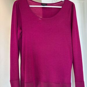 Talbots Vibrant Women's Scoop Neck Sweater - Fuchsia, 100% Merino Wool, Size S.
